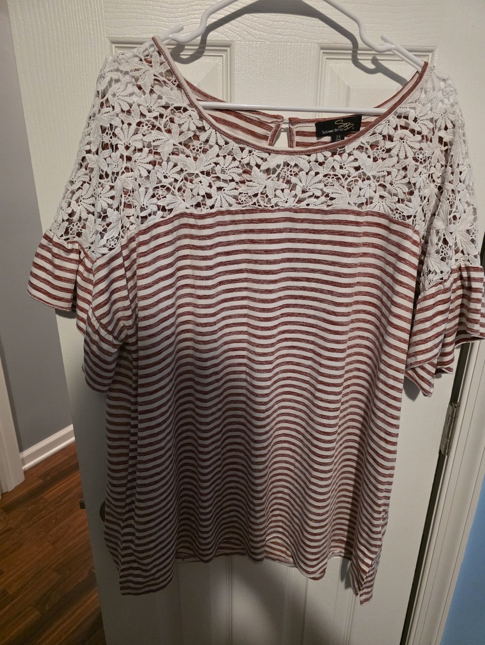 Suzanne Betro Red And White Striped Top